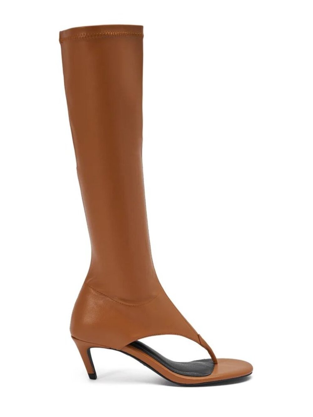 Azalea Wang Cecile Thong Sandal Boots Size 9 Tan Brown PU Faux Leather NEW